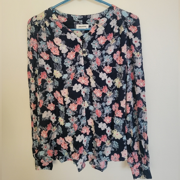 Zadig & Voltaire Tifany Top Flowers Print Blouse Size Small - Picture 3 of 9